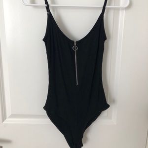Black zip up bodysuit
